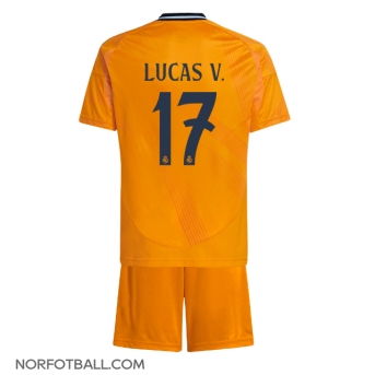 Billige Fotballdrakt Real Madrid Lucas Vazquez #17 Replika Bortedraktsett Barn 2024-25 Kortermet (med bukser)